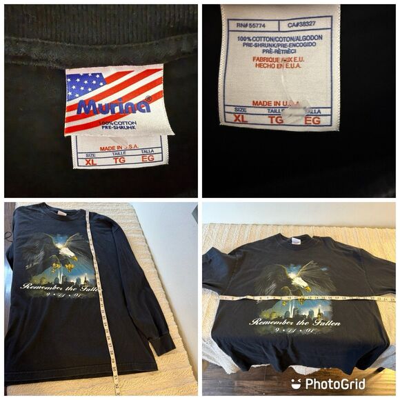 Vintage 9/11 Remember The‎ Fallen Bald Eagle USA New York T-Shirt Men’s XL - Picture 8 of 8